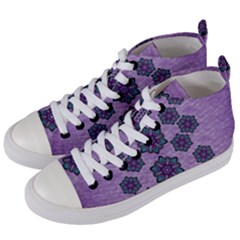 A Gift With Flowers Stars And Bubble Wrap Women s Mid-top Canvas Sneakers by pepitasart