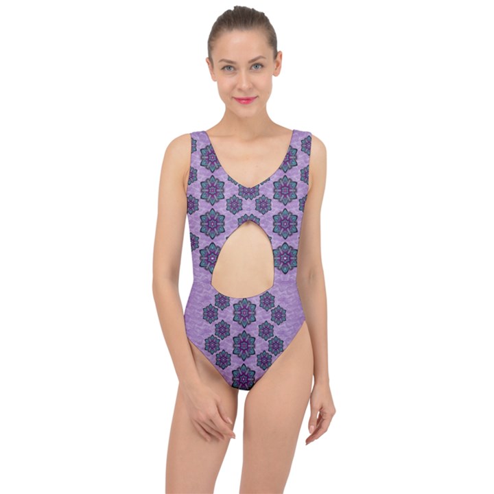 A Gift With Flowers Stars And Bubble Wrap Center Cut Out Swimsuit