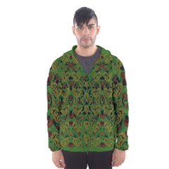 Love The Hearts On Green Men s Hooded Windbreaker by pepitasart