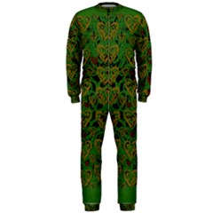 Love The Hearts On Green Onepiece Jumpsuit (men)  by pepitasart