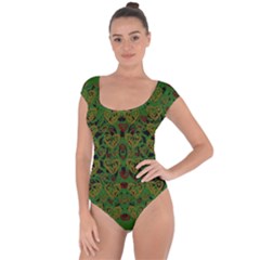 Love The Hearts On Green Short Sleeve Leotard  by pepitasart