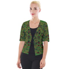 Love The Hearts On Green Cropped Button Cardigan by pepitasart