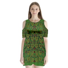 Love The Hearts On Green Shoulder Cutout Velvet One Piece by pepitasart