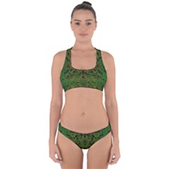 Love The Hearts On Green Cross Back Hipster Bikini Set by pepitasart