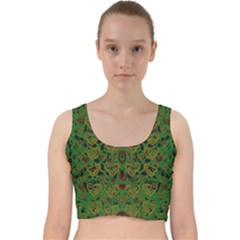 Love The Hearts On Green Velvet Racer Back Crop Top by pepitasart