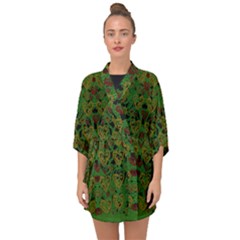 Love The Hearts On Green Half Sleeve Chiffon Kimono by pepitasart