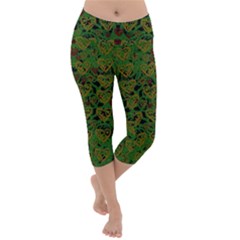 Love The Hearts On Green Lightweight Velour Capri Yoga Leggings by pepitasart