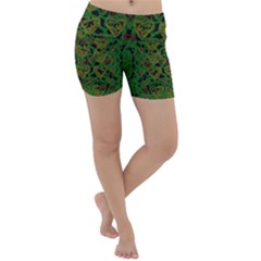 Love The Hearts On Green Lightweight Velour Yoga Shorts by pepitasart