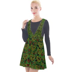 Love The Hearts On Green Plunge Pinafore Velour Dress by pepitasart