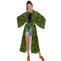 Love The Hearts On Green Maxi Kimono by pepitasart