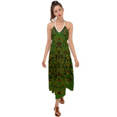 Love The Hearts On Green Halter Tie Back Dress 