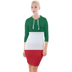 Flag Patriote Quebec Patriot Red Green White Modern French Canadian Separatism Black Background Quarter Sleeve Hood Bodycon Dress by Quebec