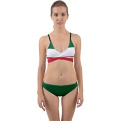 Flag Patriote Quebec Patriot Red Green White Modern French Canadian Separatism Black Background Wrap Around Bikini Set by Quebec