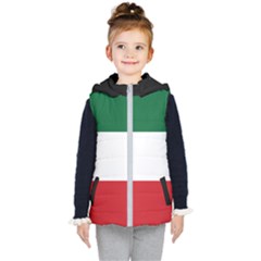 Flag Patriote Quebec Patriot Red Green White Modern French Canadian Separatism Black Background Kids  Hooded Puffer Vest by Quebec