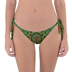 Love The Hearts  Mandala On Green Reversible Bikini Bottom by pepitasart