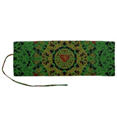 Love The Hearts  Mandala On Green Roll Up Canvas Pencil Holder (m)