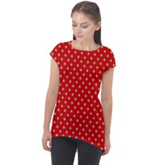 Pois Doré / Rouge Cap Sleeve High Low Top by kcreatif