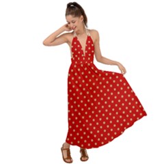 Pois Doré / Rouge Backless Maxi Beach Dress by kcreatif