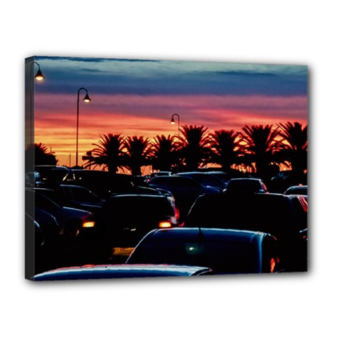 Urban Sunset Scene, Punta Del Este   Uruguay Canvas 16  X 12  (stretched) by dflcprintsclothing