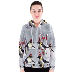 Funny Penguin In A Winter Landscape Women s Zipper Hoodie by FantasyWorld7