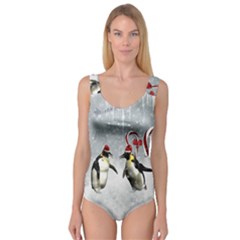 Funny Penguin In A Winter Landscape Princess Tank Leotard  by FantasyWorld7