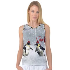 Funny Penguin In A Winter Landscape Women s Basketball Tank Top by FantasyWorld7