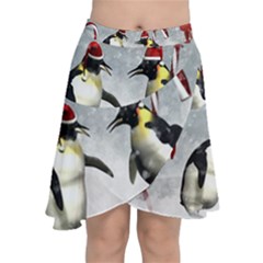 Funny Penguin In A Winter Landscape Chiffon Wrap Front Skirt by FantasyWorld7