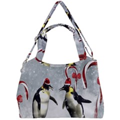 Funny Penguin In A Winter Landscape Double Compartment Shoulder Bag by FantasyWorld7