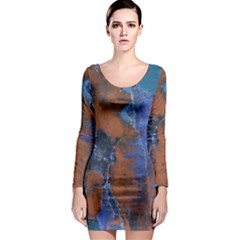 Grunge Colorful Abstract Texture Print Long Sleeve Bodycon Dress