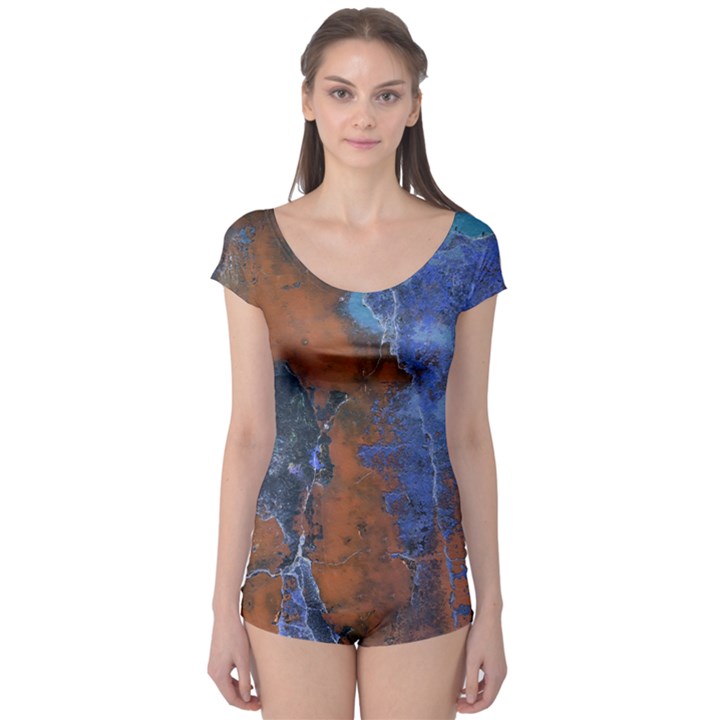 Grunge Colorful Abstract Texture Print Boyleg Leotard 