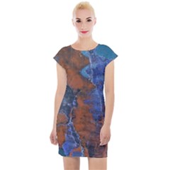 Grunge Colorful Abstract Texture Print Cap Sleeve Bodycon Dress by dflcprintsclothing