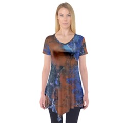 Grunge Colorful Abstract Texture Print Short Sleeve Tunic  by dflcprintsclothing