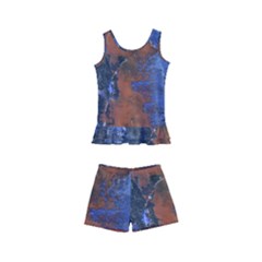 Grunge Colorful Abstract Texture Print Kids  Boyleg Swimsuit