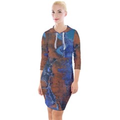 Grunge Colorful Abstract Texture Print Quarter Sleeve Hood Bodycon Dress by dflcprintsclothing