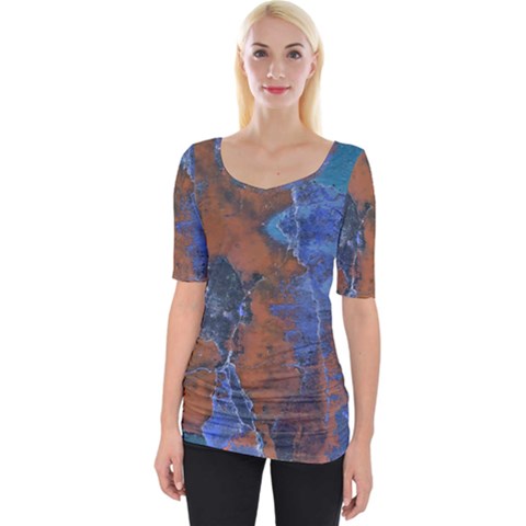 Grunge Colorful Abstract Texture Print Wide Neckline Tee by dflcprintsclothing