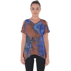 Grunge Colorful Abstract Texture Print Cut Out Side Drop Tee