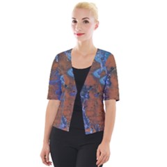 Grunge Colorful Abstract Texture Print Cropped Button Cardigan