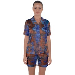 Grunge Colorful Abstract Texture Print Satin Short Sleeve Pyjamas Set by dflcprintsclothing