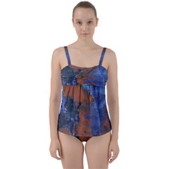 Grunge Colorful Abstract Texture Print Twist Front Tankini Set by dflcprintsclothing