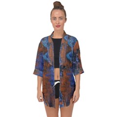 Grunge Colorful Abstract Texture Print Open Front Chiffon Kimono by dflcprintsclothing