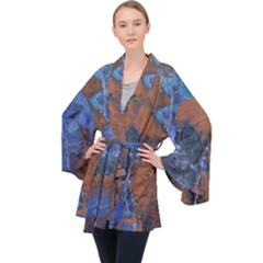 Grunge Colorful Abstract Texture Print Long Sleeve Velvet Kimono  by dflcprintsclothing