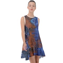 Grunge Colorful Abstract Texture Print Frill Swing Dress