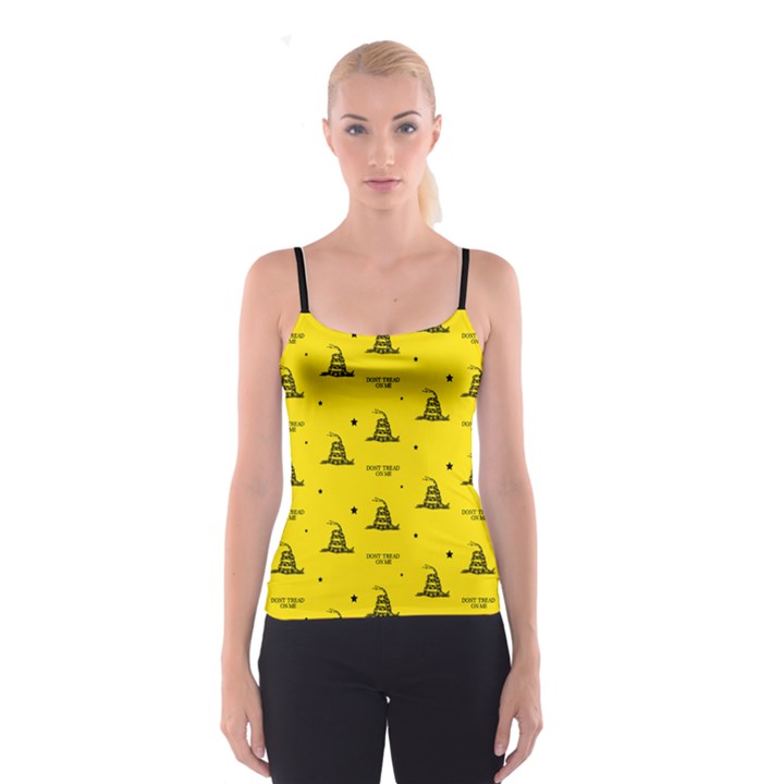 Gadsden Flag Don t tread on me Yellow and Black Pattern with american stars Spaghetti Strap Top