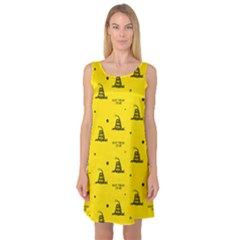 Gadsden Flag Don t Tread On Me Yellow And Black Pattern With American Stars Sleeveless Satin Nightdress