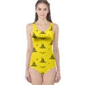 Gadsden Flag Don t tread on me Yellow and Black Pattern with american stars One Piece Swimsuit View1