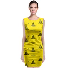 Gadsden Flag Don t Tread On Me Yellow And Black Pattern With American Stars Sleeveless Velvet Midi Dress