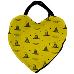 Gadsden Flag Don t Tread On Me Yellow And Black Pattern With American Stars Giant Heart Shaped Tote