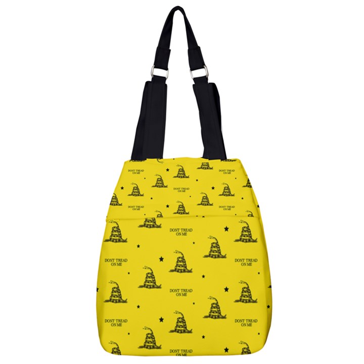 Gadsden Flag Don t tread on me Yellow and Black Pattern with american stars Center Zip Backpack