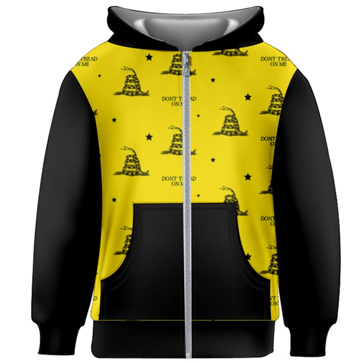 Gadsden Flag Don t tread on me Yellow and Black Pattern with american stars Kids  Zipper Hoodie Without Drawstring