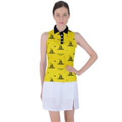 Gadsden Flag Don t Tread On Me Yellow And Black Pattern With American Stars Women’s Sleeveless Polo